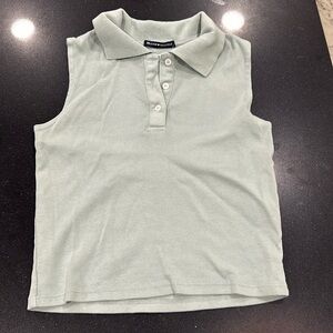 Brandy Melville green collared top